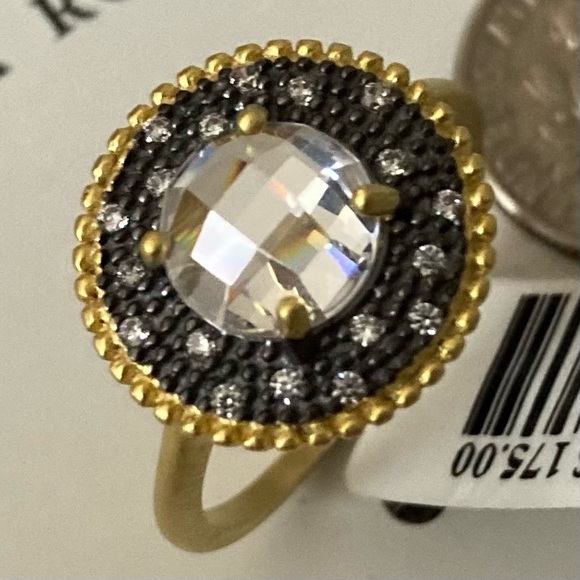 FREIDA ROTHMAN Faceted Stone Vault Cocktail Ring Gold Silver Zirconia Stone $175 - Picture 13 of 16